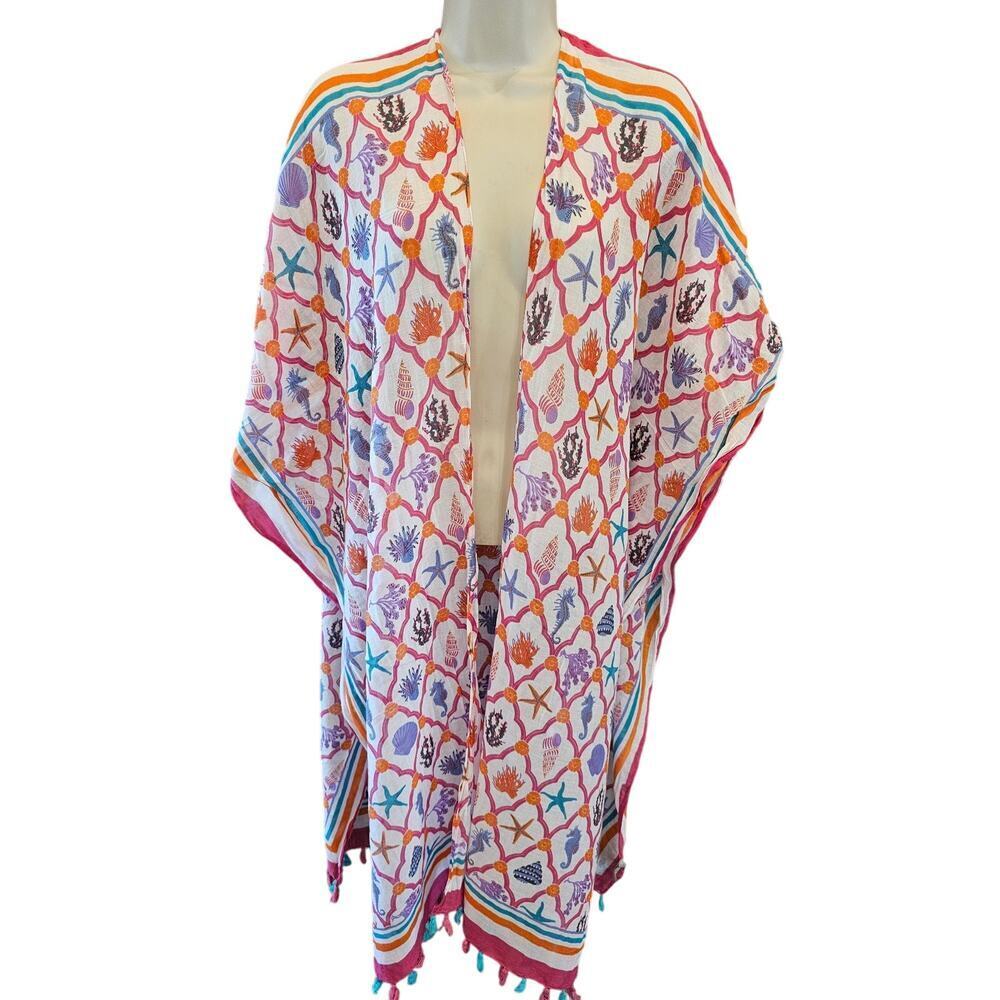 Charlie Paige beach swim colorful nautical shawl cover up Lightweight upf block